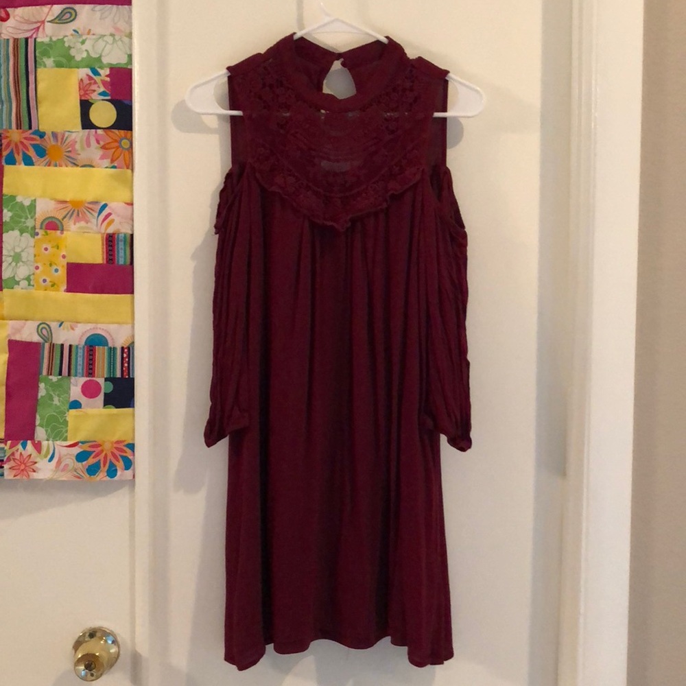 Maroon off the shoulder dress